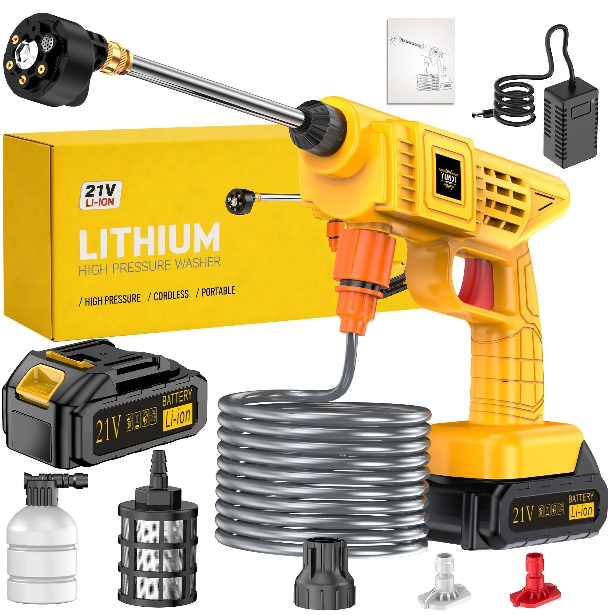HydroBlast Cordless Power Washer full kit on white