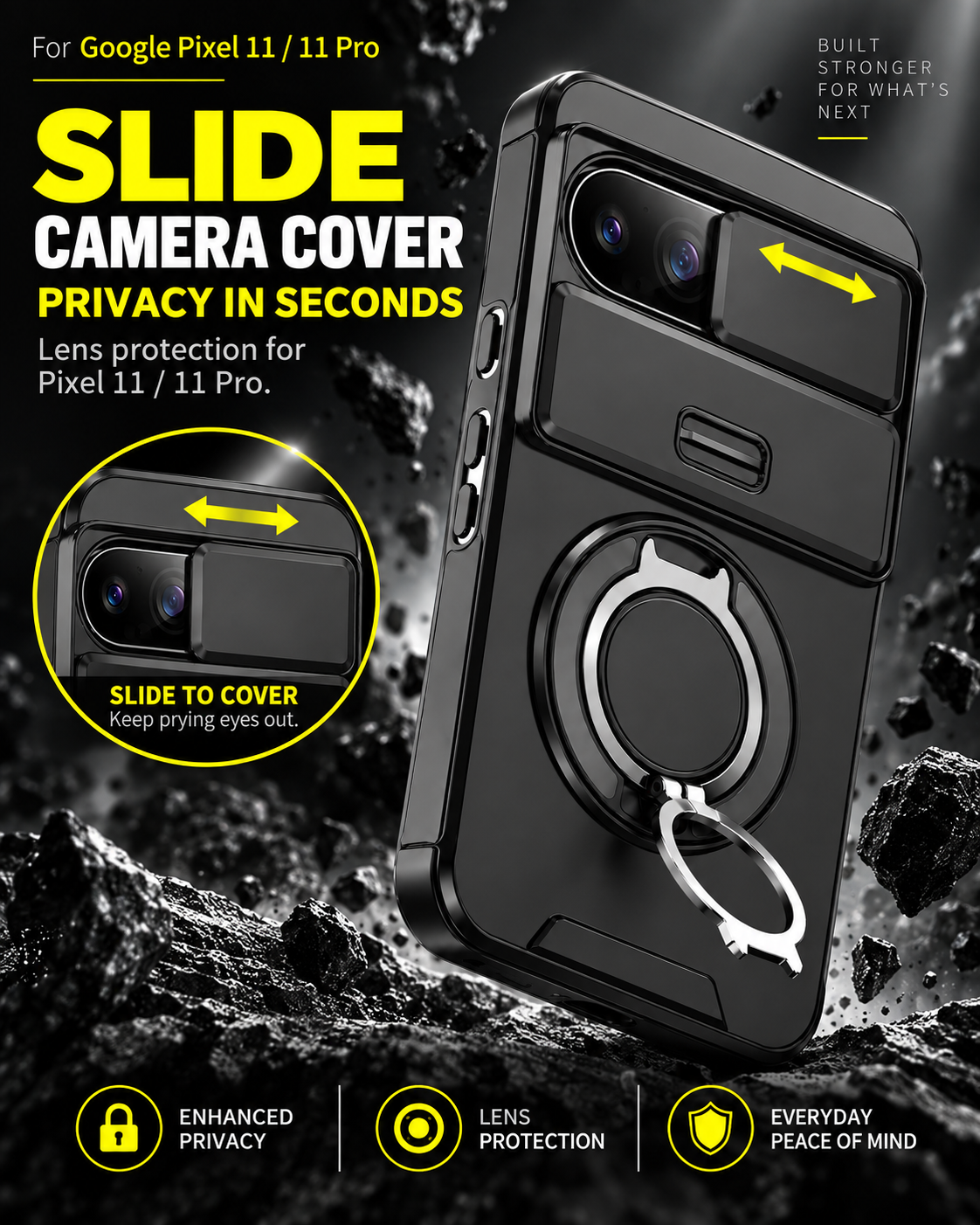Sliding camera shield on ForgeGuard Pixel 11 Pro case