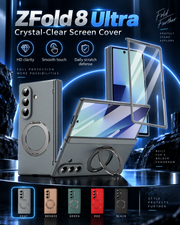 ZFold 8 Ultra protective case with crystal-clear screen cover in a futuristic blue setting